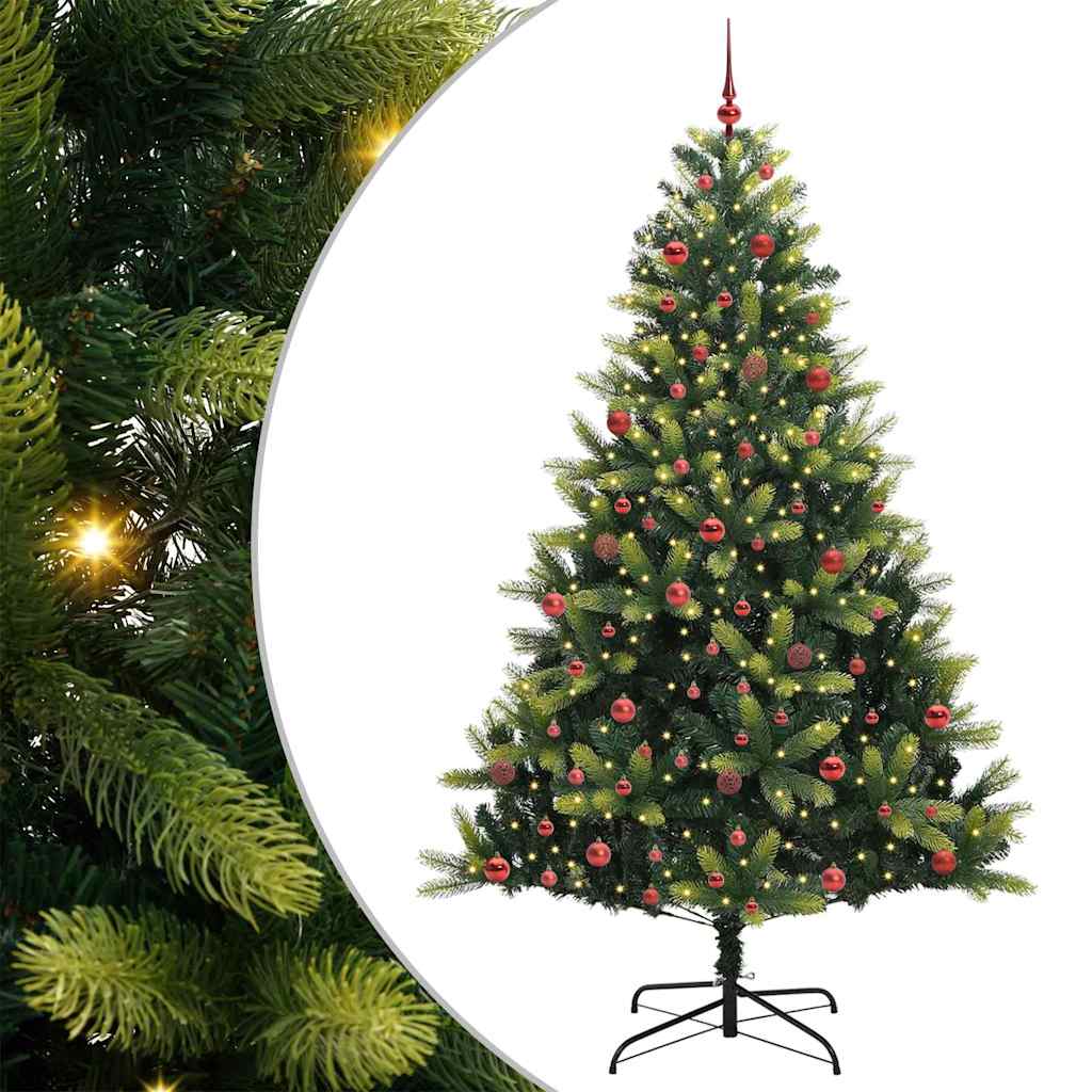 VidaXL künstlicher Weihnachtsbaum mit Scharnier 300 LEDs grün 210 cm PVC und PE
