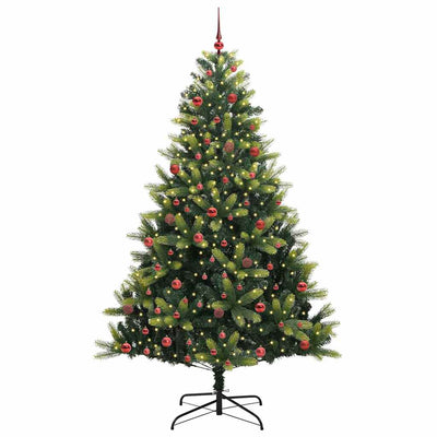 VidaXL künstlicher Weihnachtsbaum mit Scharnier 300 LEDs grün 210 cm PVC und PE