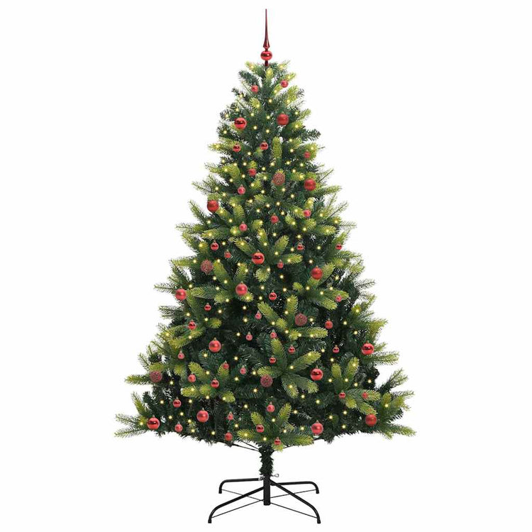 VidaXL künstlicher Weihnachtsbaum mit Scharnier 300 LEDs grün 210 cm PVC und PE