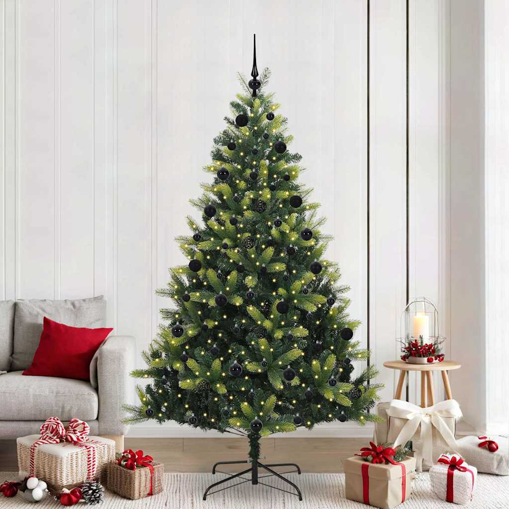 VidaXL künstlicher Weihnachtsbaum mit Scharnier 300 LEDs grün 210 cm PVC und PE