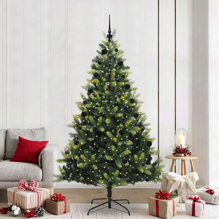 VidaXL künstlicher Weihnachtsbaum mit Scharnier 300 LEDs grün 210 cm PVC und PE