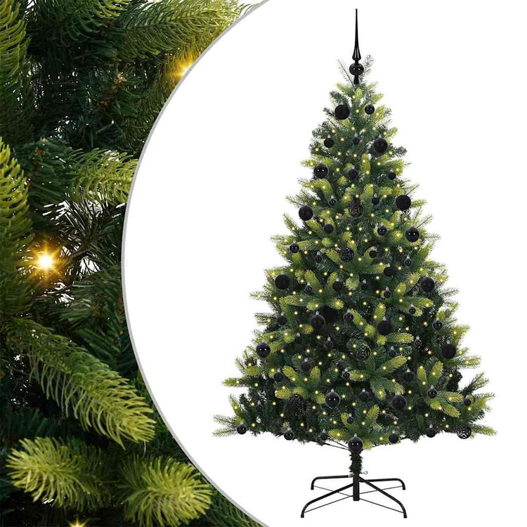VidaXL künstlicher Weihnachtsbaum mit Scharnier 300 LEDs grün 210 cm PVC und PE