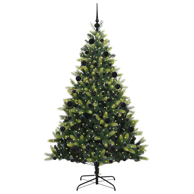 VidaXL künstlicher Weihnachtsbaum mit Scharnier 300 LEDs grün 210 cm PVC und PE