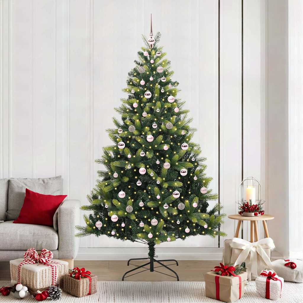 VidaXL künstlicher Weihnachtsbaum mit Scharnier 300 LEDs grün 210 cm PVC und PE