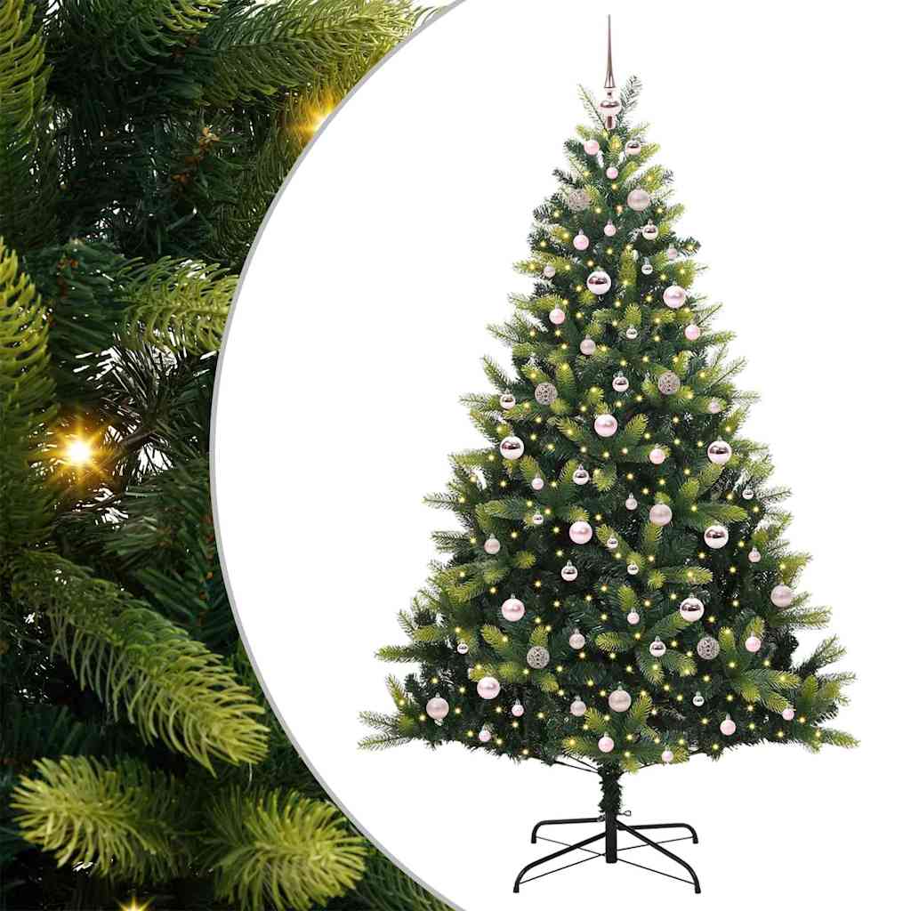 VidaXL künstlicher Weihnachtsbaum mit Scharnier 300 LEDs grün 210 cm PVC und PE
