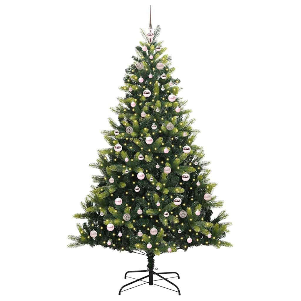 VidaXL künstlicher Weihnachtsbaum mit Scharnier 300 LEDs grün 210 cm PVC und PE