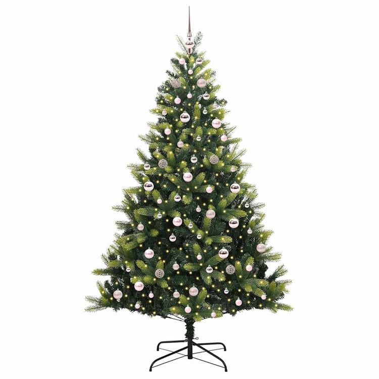 VidaXL künstlicher Weihnachtsbaum mit Scharnier 300 LEDs grün 210 cm PVC und PE