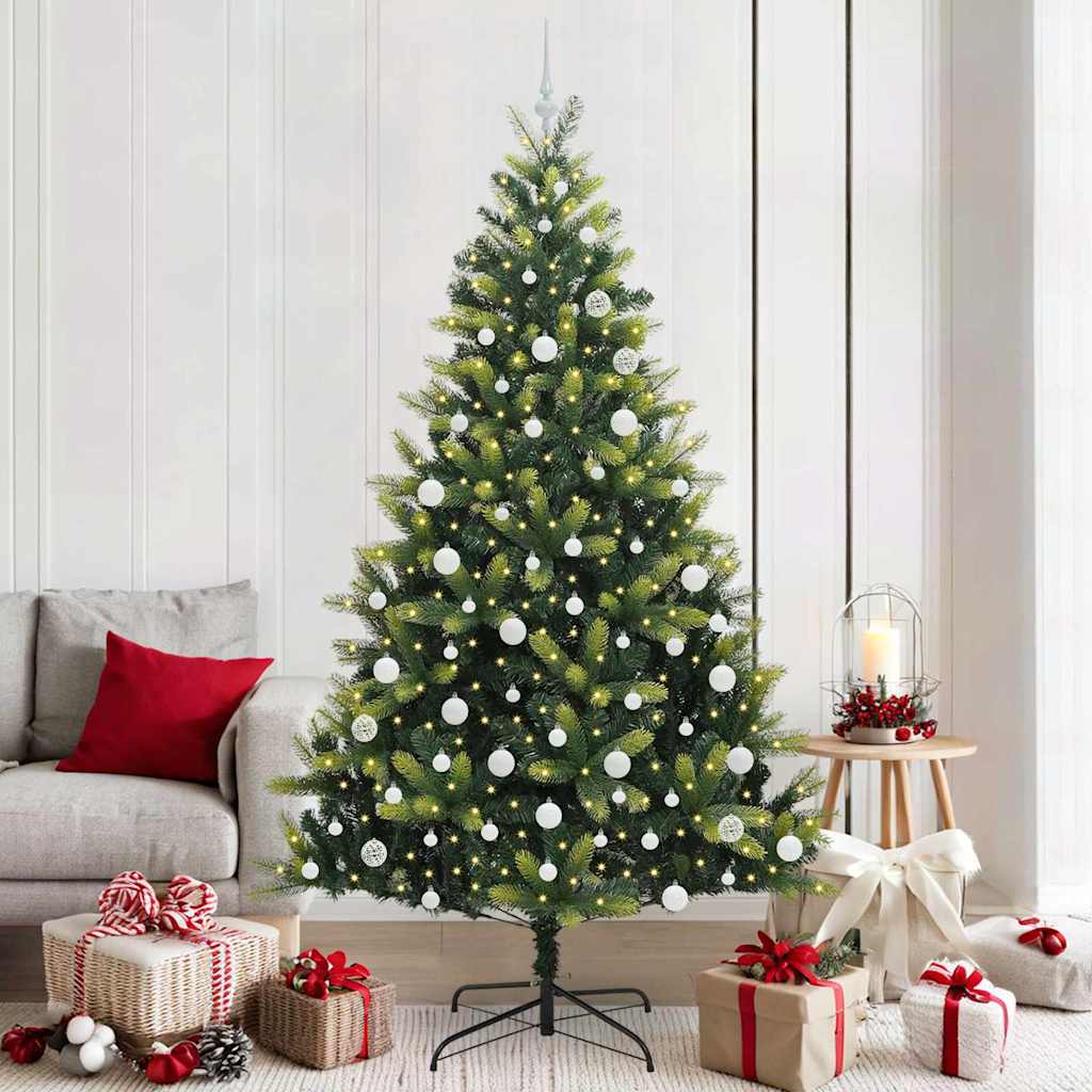 VidaXL künstlicher Weihnachtsbaum mit Scharnier 300 LEDs grün 210 cm PVC und PE