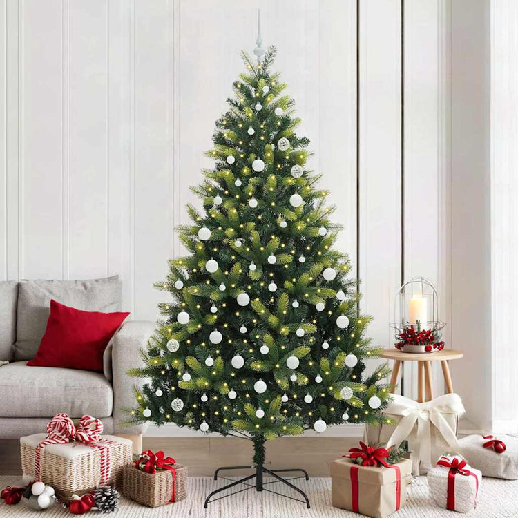 VidaXL künstlicher Weihnachtsbaum mit Scharnier 300 LEDs grün 210 cm PVC und PE