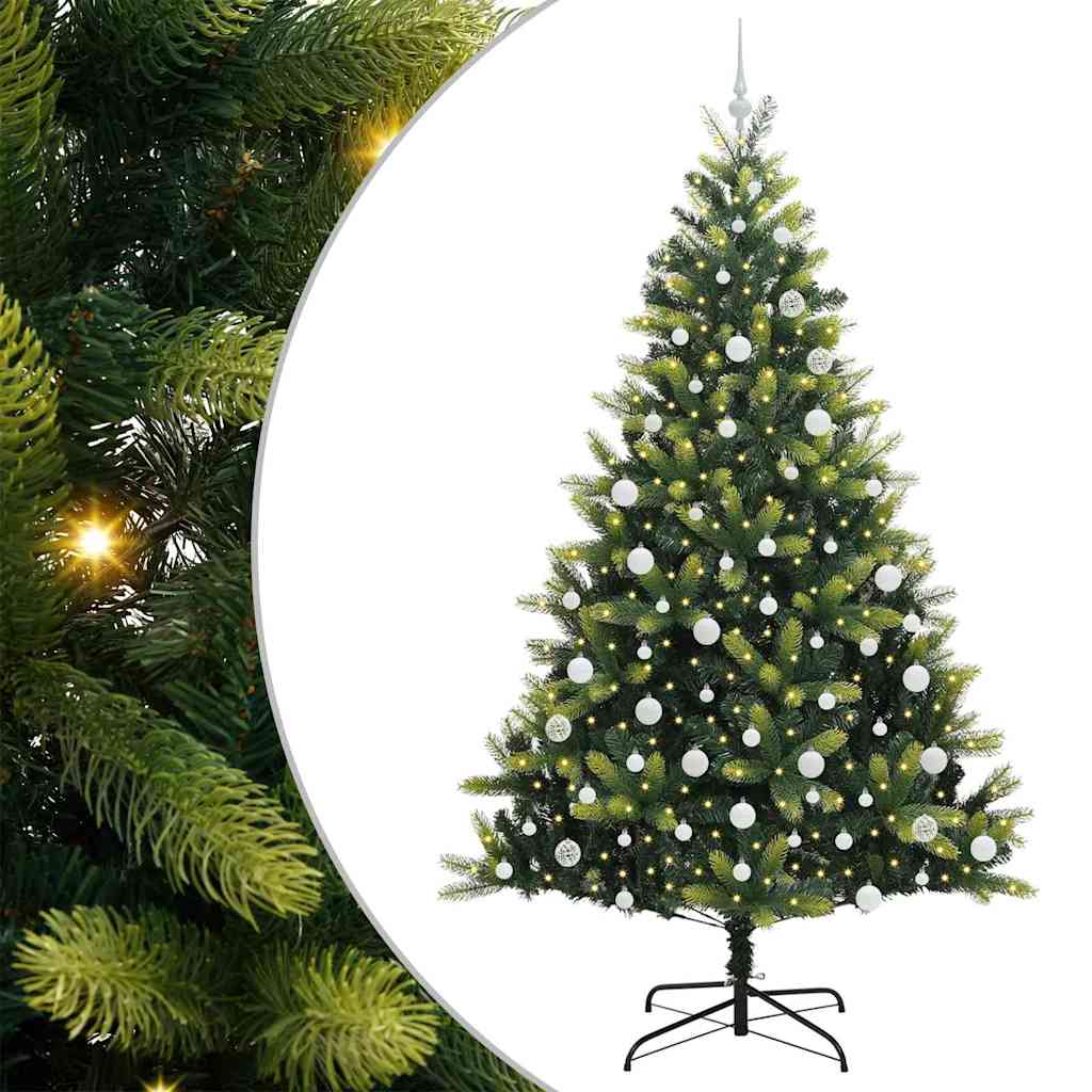 VidaXL künstlicher Weihnachtsbaum mit Scharnier 300 LEDs grün 210 cm PVC und PE