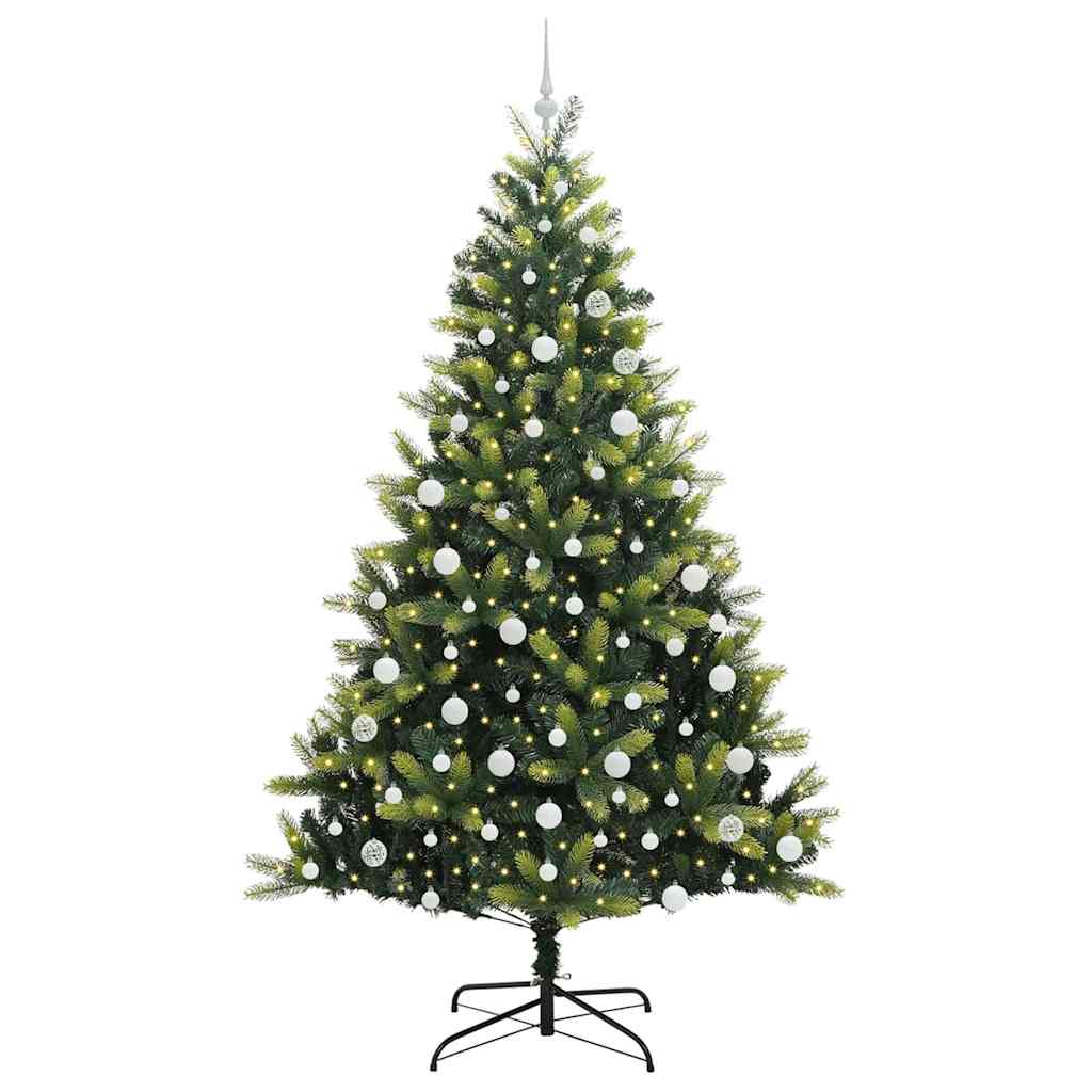 VidaXL künstlicher Weihnachtsbaum mit Scharnier 300 LEDs grün 210 cm PVC und PE