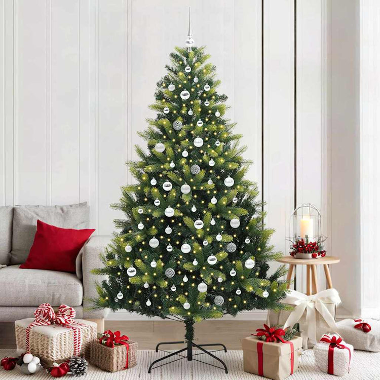 VidaXL künstlicher Weihnachtsbaum mit Scharnier 300 LEDs grün 210 cm PVC und PE