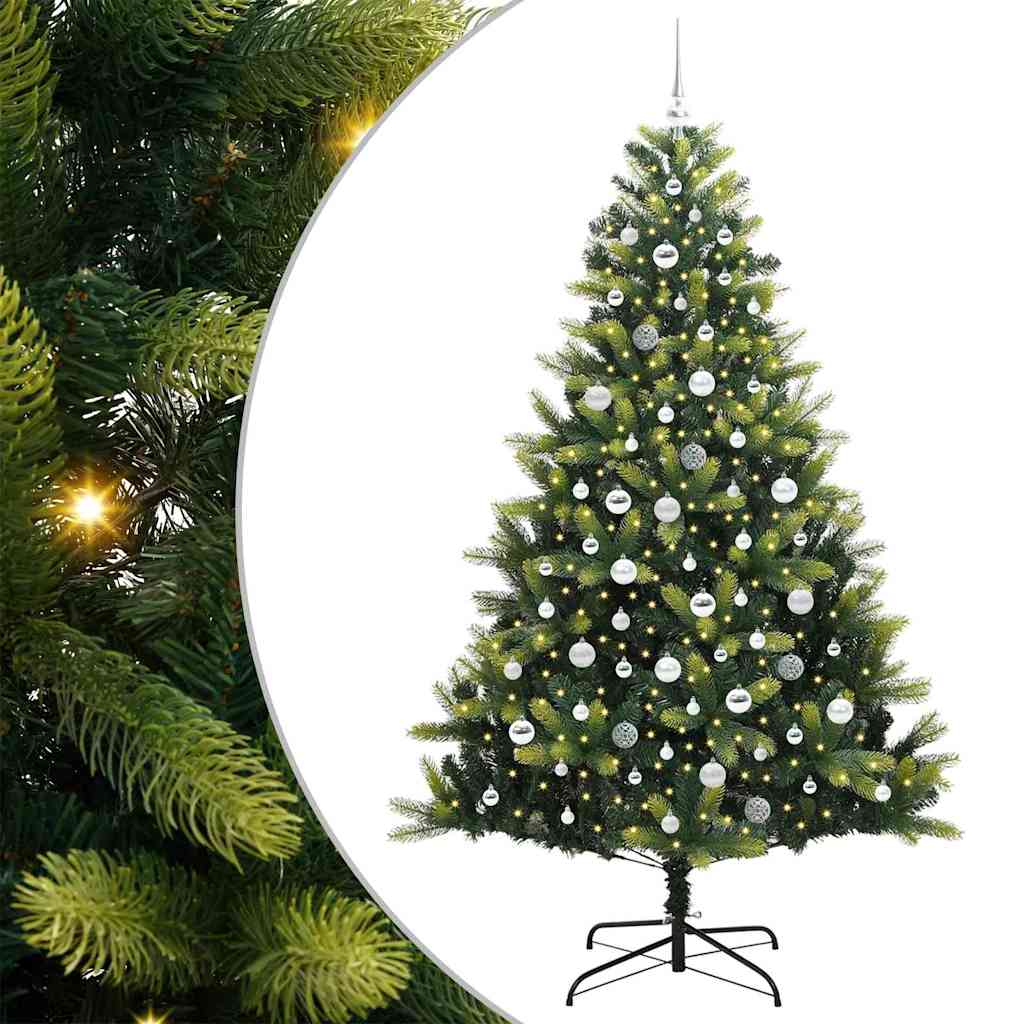 VidaXL künstlicher Weihnachtsbaum mit Scharnier 300 LEDs grün 210 cm PVC und PE