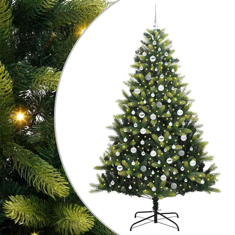 VidaXL künstlicher Weihnachtsbaum mit Scharnier 300 LEDs grün 210 cm PVC und PE