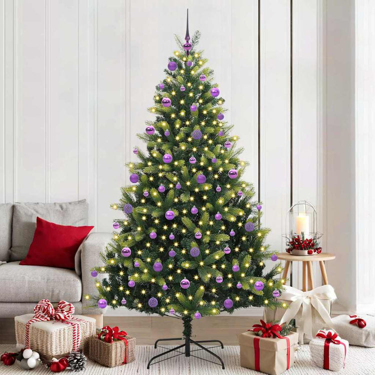 VidaXL künstlicher Weihnachtsbaum mit Scharnier 300 LEDs grün 210 cm PVC und PE