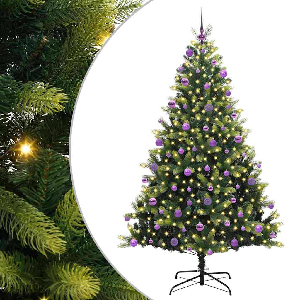 VidaXL künstlicher Weihnachtsbaum mit Scharnier 300 LEDs grün 210 cm PVC und PE