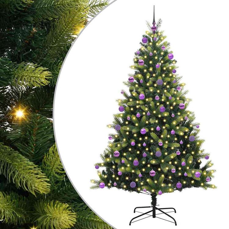 VidaXL künstlicher Weihnachtsbaum mit Scharnier 300 LEDs grün 210 cm PVC und PE