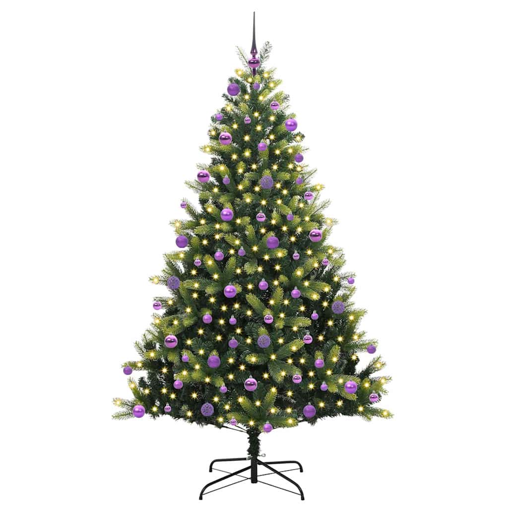 VidaXL künstlicher Weihnachtsbaum mit Scharnier 300 LEDs grün 210 cm PVC und PE