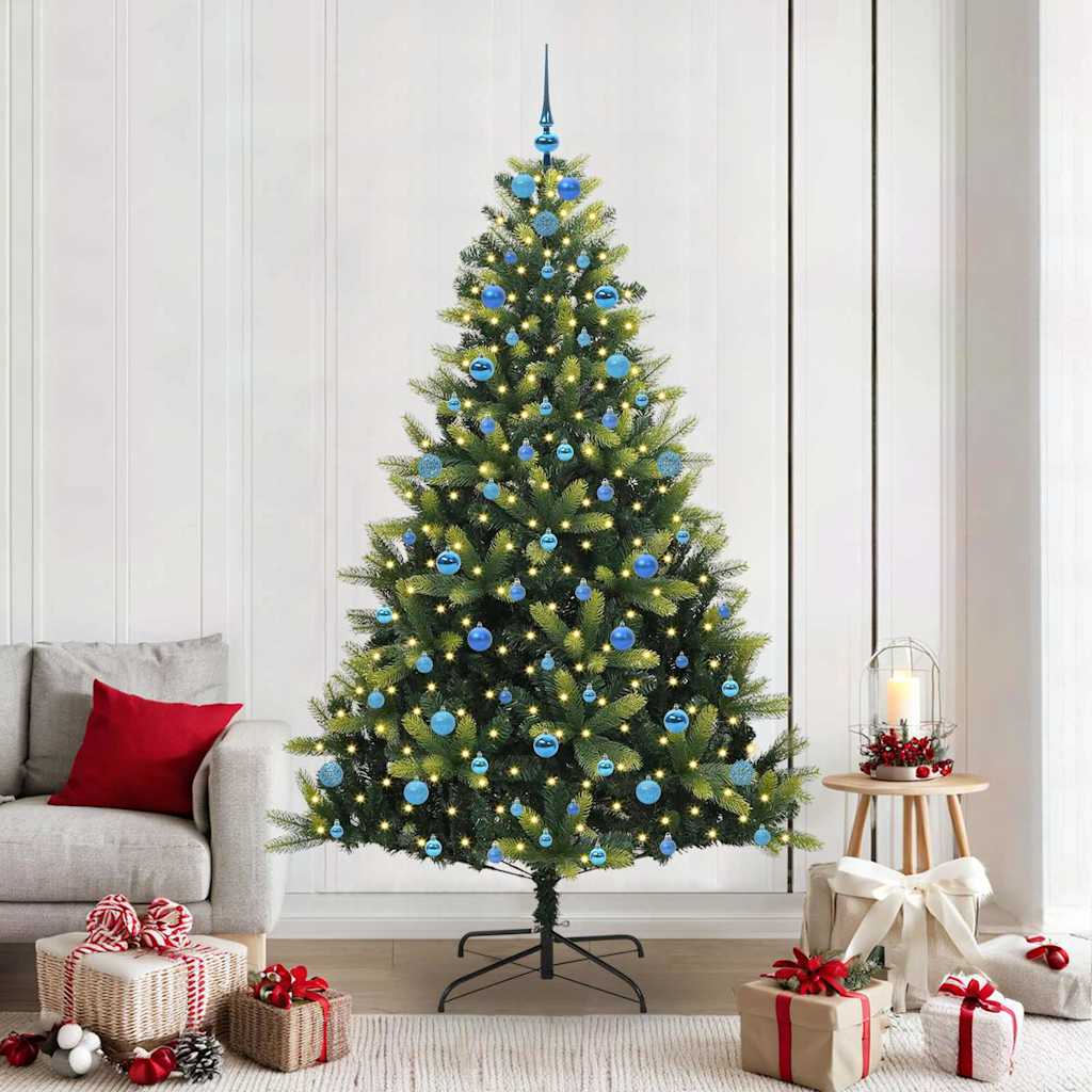 VidaXL künstlicher Weihnachtsbaum mit Scharnier 300 LEDs grün 210 cm PVC und PE
