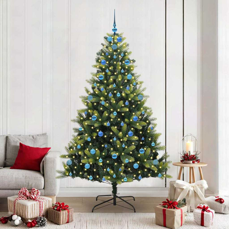 VidaXL künstlicher Weihnachtsbaum mit Scharnier 300 LEDs grün 210 cm PVC und PE