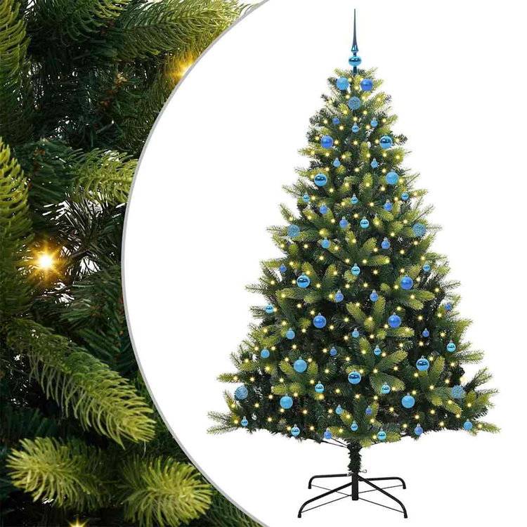 VidaXL künstlicher Weihnachtsbaum mit Scharnier 300 LEDs grün 210 cm PVC und PE