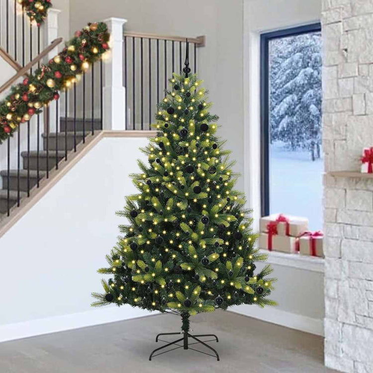 VidaXL künstlicher Weihnachtsbaum mit Scharnier 300 LEDs grün 240 cm PVC und PE