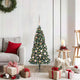 Vidaxx künstlicher frostbeleuchteter Weihnachtsbaum mit Kugelset grün 120 cm