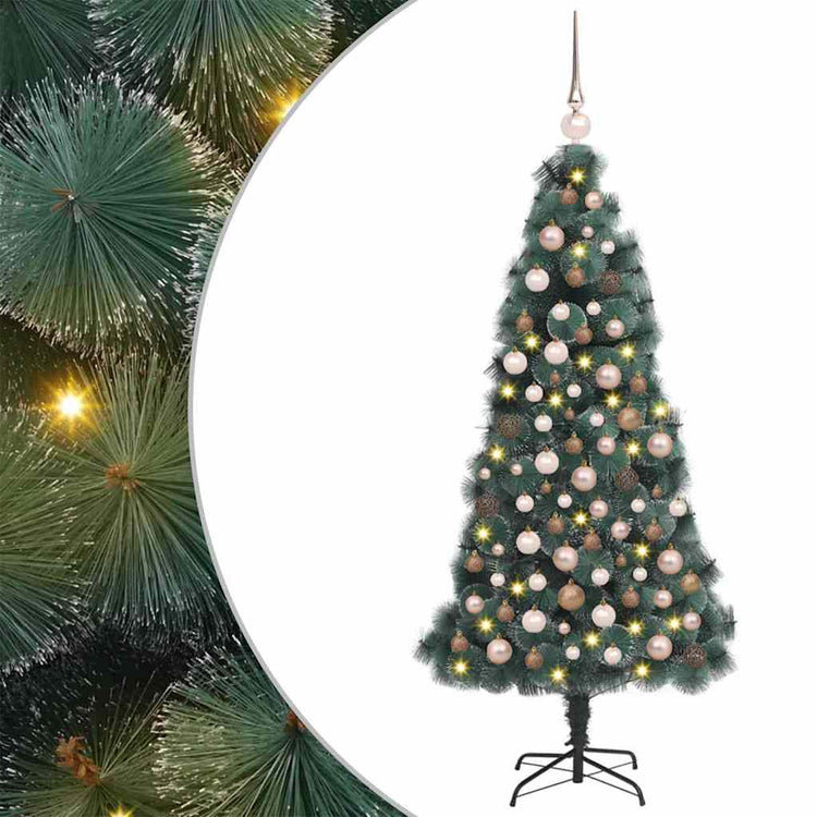 Vidaxx künstlicher frostbeleuchteter Weihnachtsbaum mit Kugelset grün 120 cm