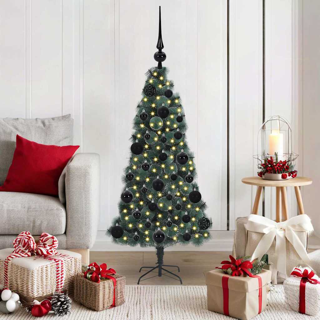 Vidaxx künstlicher frostbeleuchteter Weihnachtsbaum mit Kugelset grün 120 cm