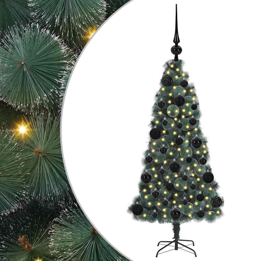 Vidaxx künstlicher frostbeleuchteter Weihnachtsbaum mit Kugelset grün 120 cm