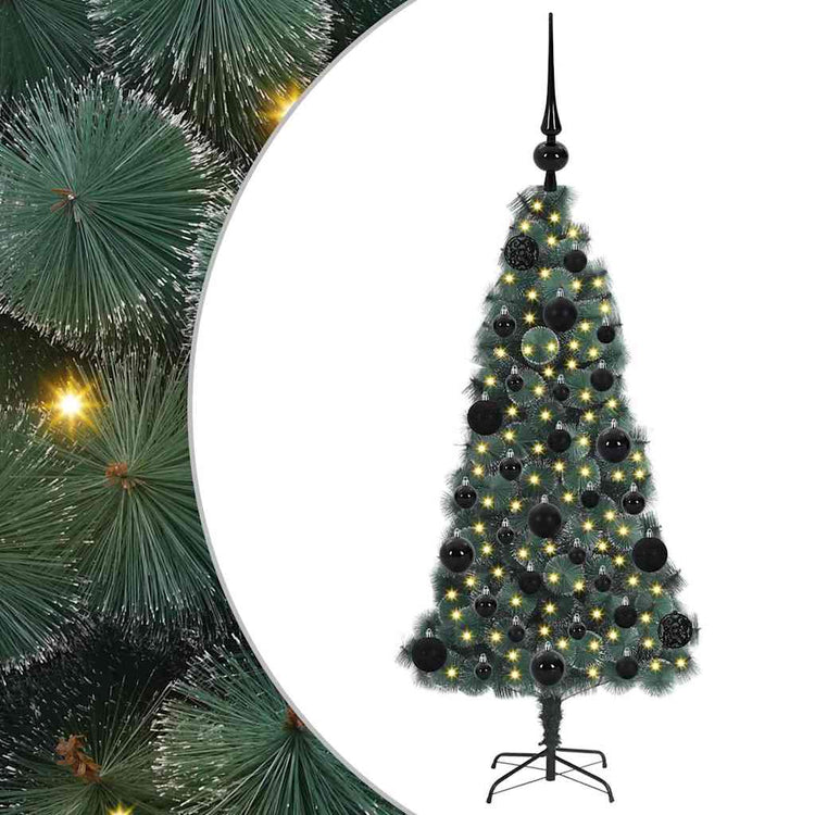 Vidaxx künstlicher frostbeleuchteter Weihnachtsbaum mit Kugelset grün 120 cm
