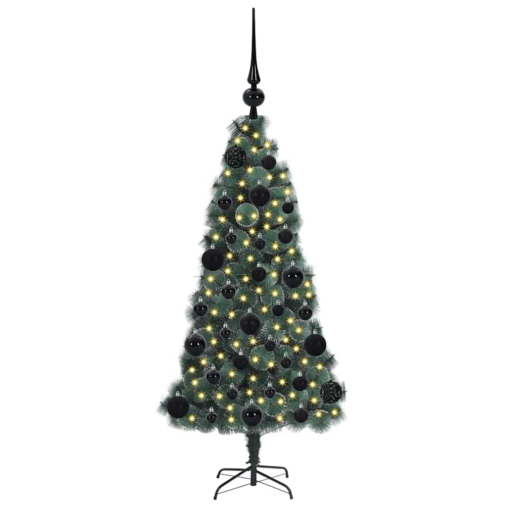 Vidaxx künstlicher frostbeleuchteter Weihnachtsbaum mit Kugelset grün 120 cm