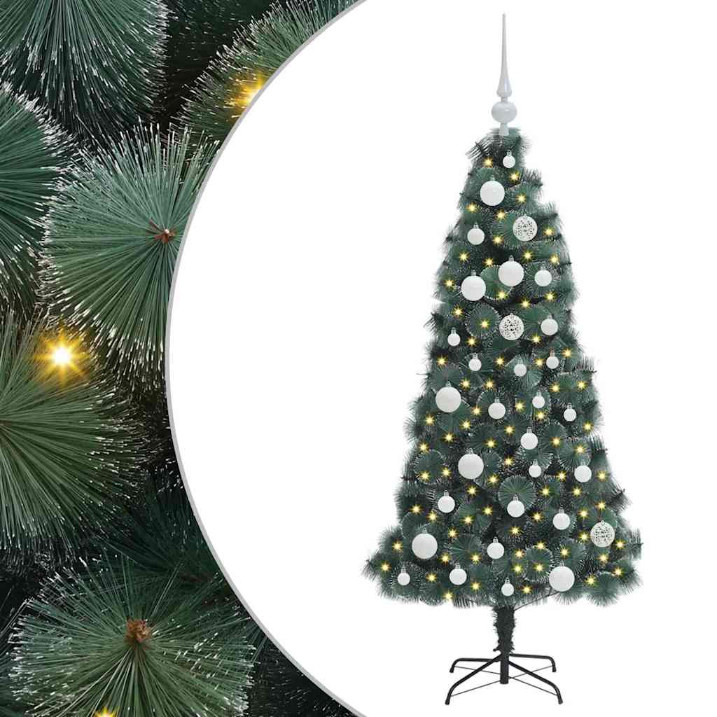 Vidaxx künstlicher beleuchteter Weihnachtsbaum mit Kugelset grün 120 cm