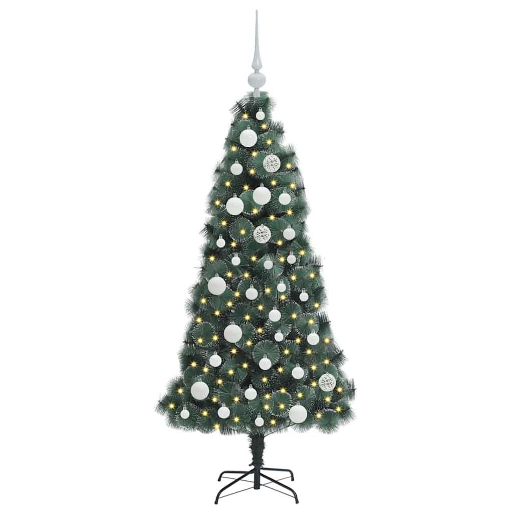 Vidaxx künstlicher beleuchteter Weihnachtsbaum mit Kugelset grün 120 cm