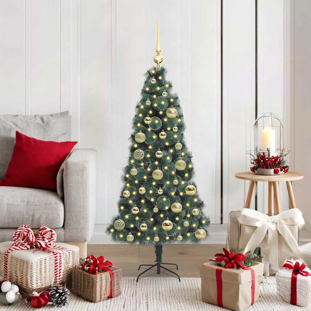 Vidaxx künstlicher Weihnachtsbaum mit Beleuchtung und Kugelset grün 120 cm Kappe