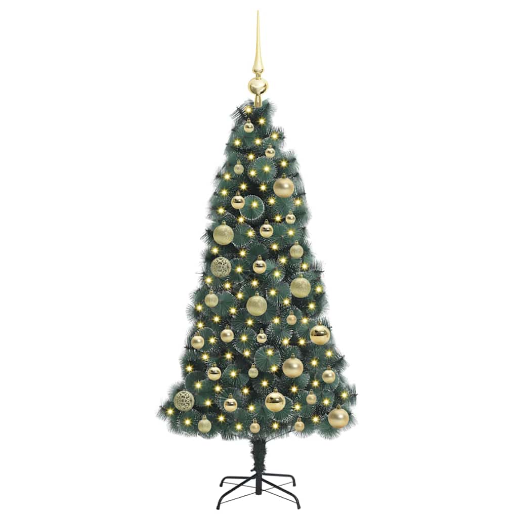 Vidaxx künstlicher Weihnachtsbaum mit Beleuchtung und Kugelset grün 120 cm Kappe