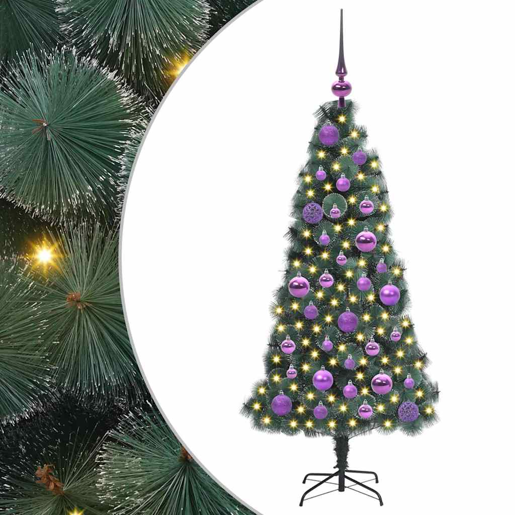 Vidaxx künstlicher Weihnachtsbaum mit Lichtern und Kugelset grün 120 cm Kappe