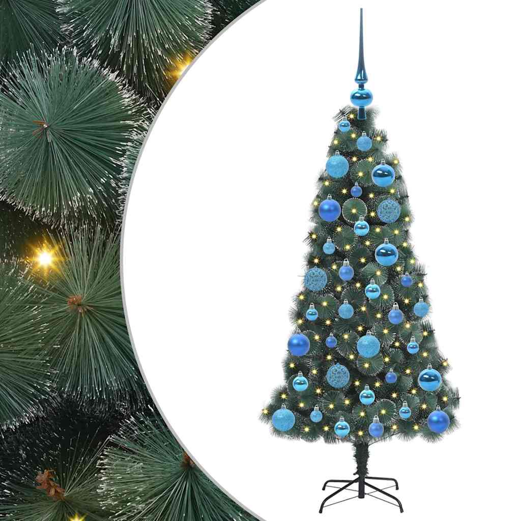 Vidaxx künstlicher beleuchteter Weihnachtsbaum mit Kugelset grün 120 cm