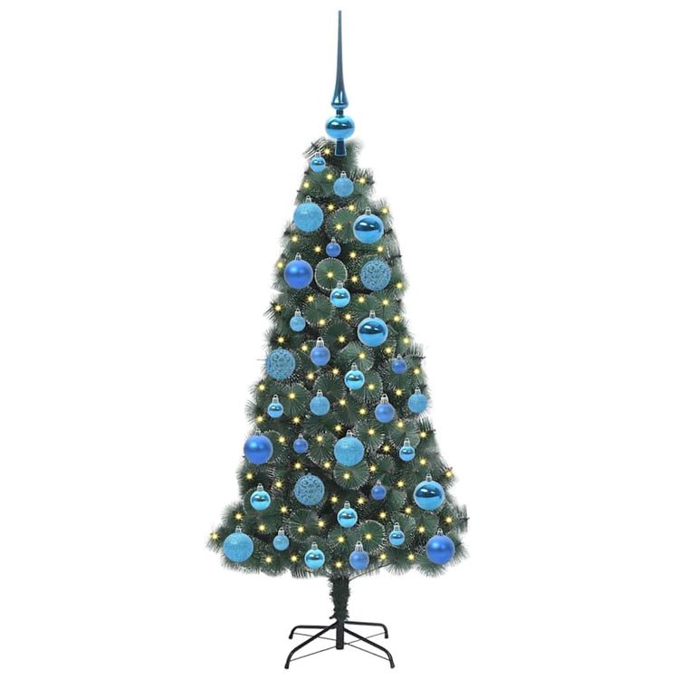 Vidaxx künstlicher beleuchteter Weihnachtsbaum mit Kugelset grün 120 cm