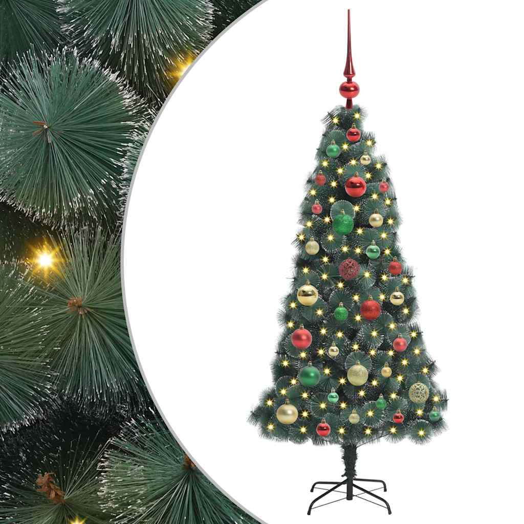 Vidaxx künstlicher beleuchteter Weihnachtsbaum mit Kugelset grün 120 cm