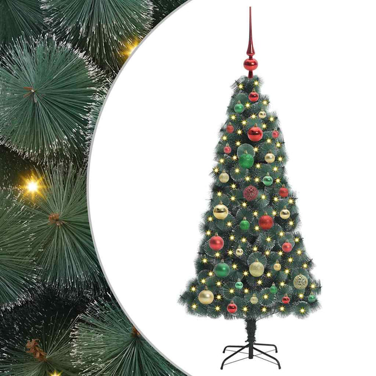 Vidaxx künstlicher beleuchteter Weihnachtsbaum mit Kugelset grün 120 cm