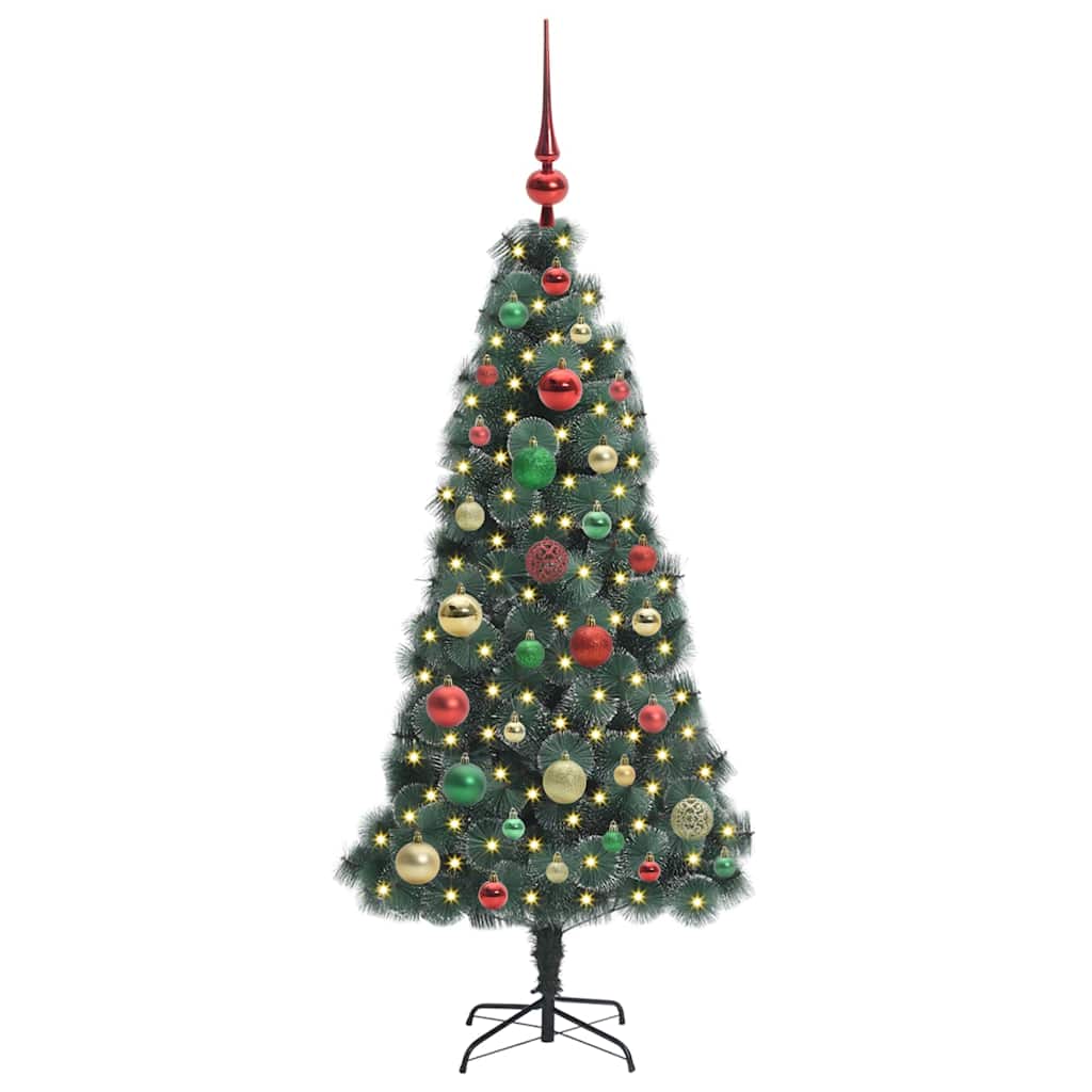 Vidaxx künstlicher beleuchteter Weihnachtsbaum mit Kugelset grün 120 cm