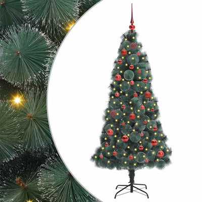Vidaxx künstlicher beleuchteter Weihnachtsbaum mit Kugelset grün 150 cm