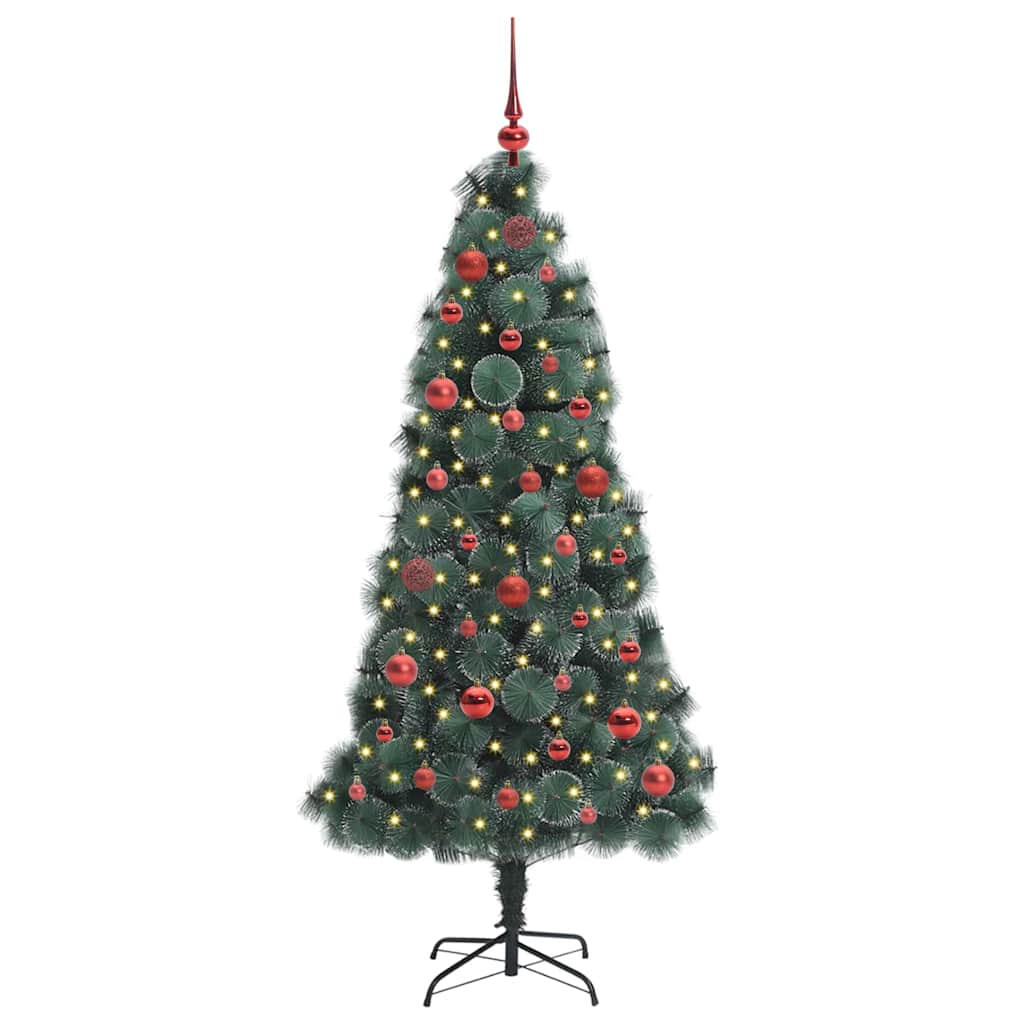 Vidaxx künstlicher beleuchteter Weihnachtsbaum mit Kugelset grün 150 cm