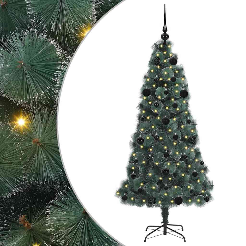 Vidaxx künstlicher beleuchteter Weihnachtsbaum mit Kugelset grün 150 cm