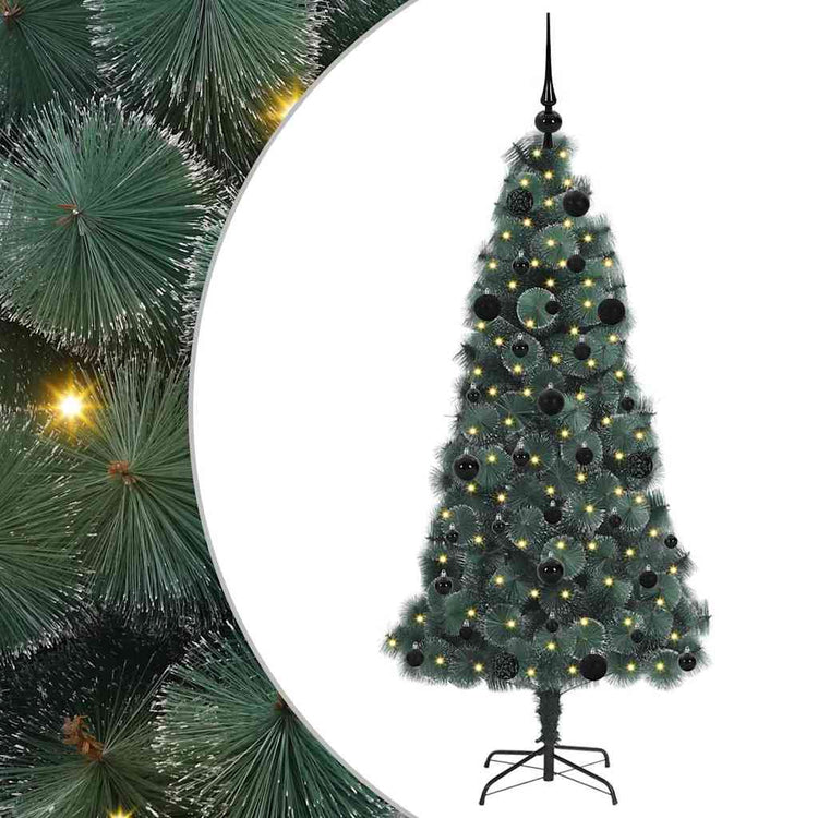 Vidaxx künstlicher beleuchteter Weihnachtsbaum mit Kugelset grün 150 cm