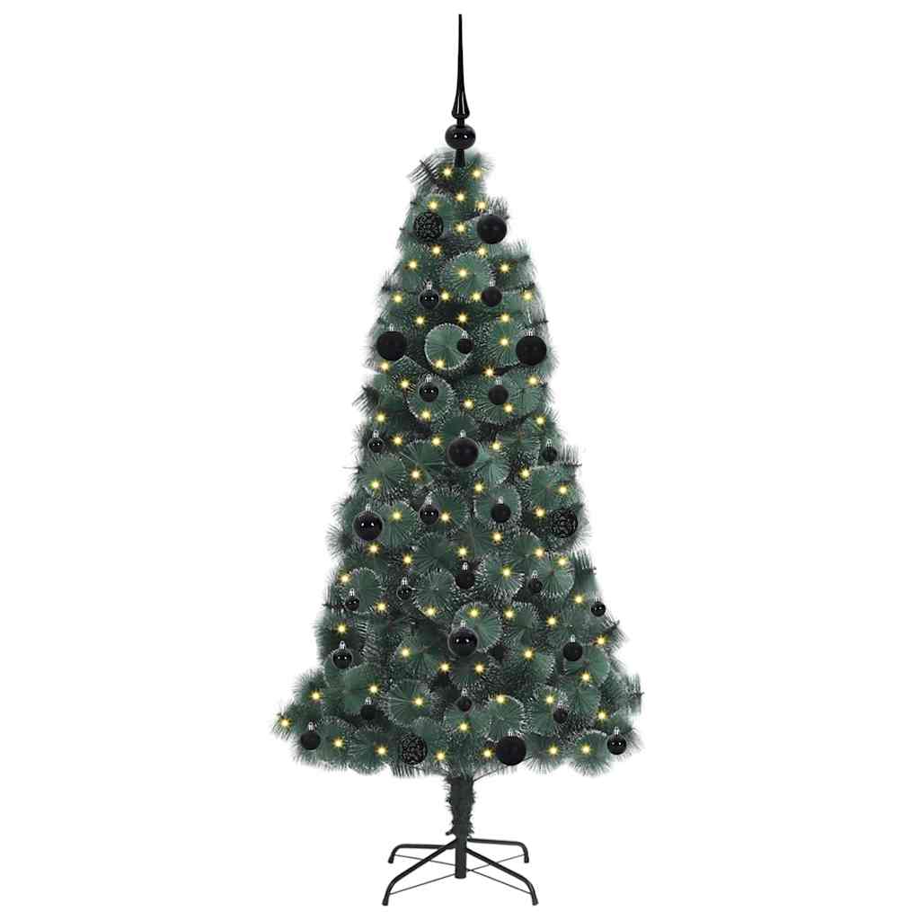 Vidaxx künstlicher beleuchteter Weihnachtsbaum mit Kugelset grün 150 cm