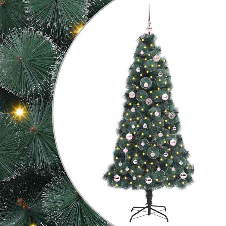 Vidaxx künstlicher beleuchteter Weihnachtsbaum mit Kugelset grün 150 cm