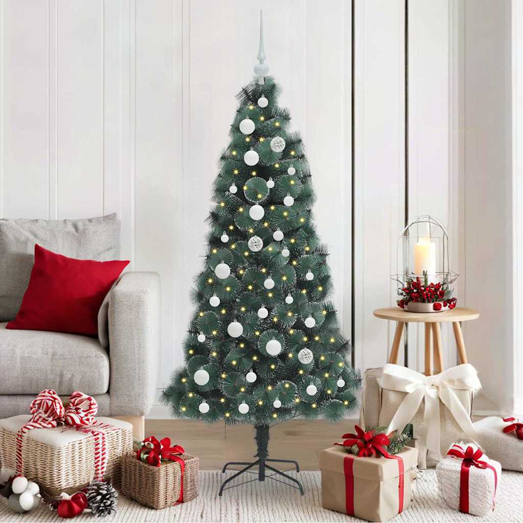 Vidaxx künstlicher Weihnachtsbaum mit Lichtern und Kugelset grün 150 cm Kappe