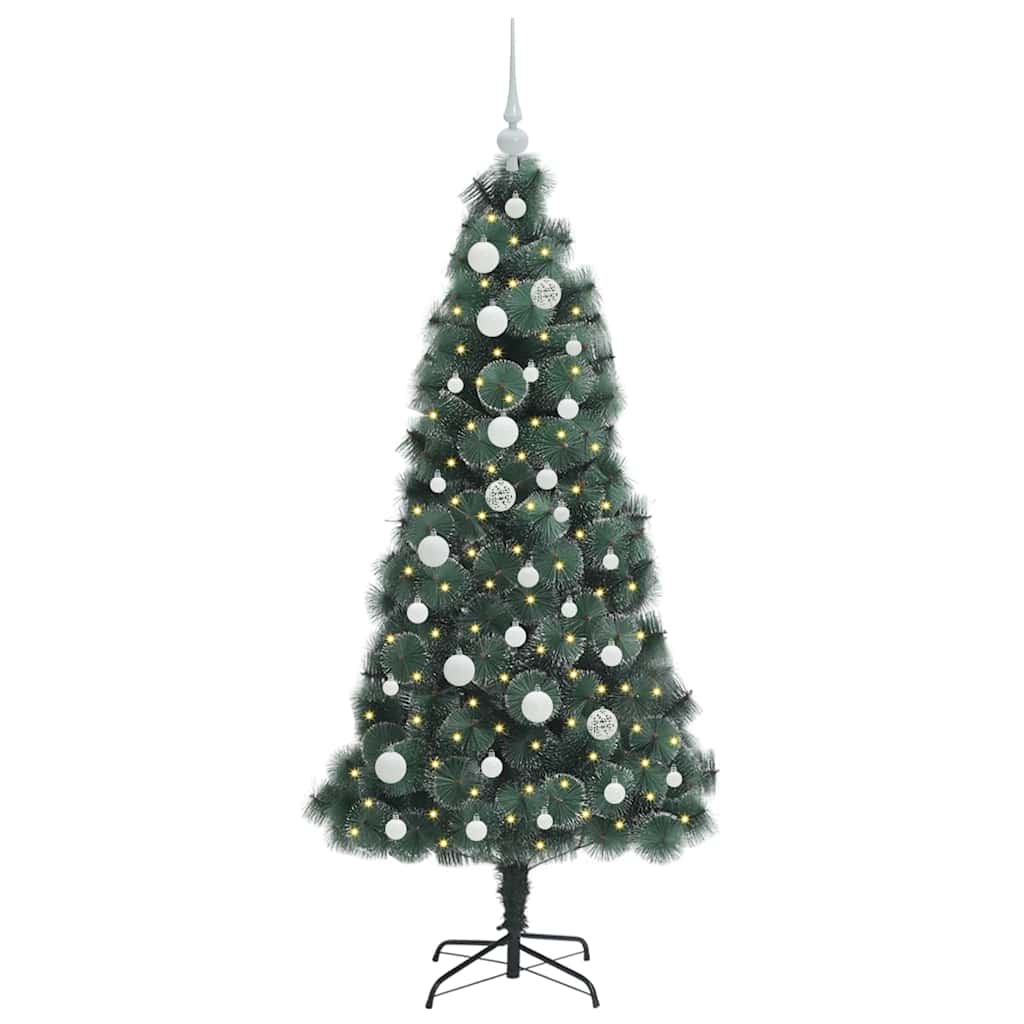 Vidaxx künstlicher Weihnachtsbaum mit Lichtern und Kugelset grün 150 cm Kappe